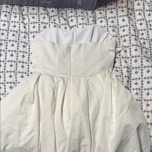 House of CB Emmanuela White Strapless Pleated Mini A-line Dress - Picture 5 of 5